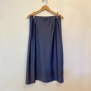 Slate Grey-Blue Satin Slip Skirt